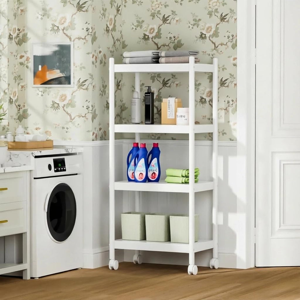 VETALLO 4 Tier White Metal Shelving Unit Storage Shelves Rack Utility Stand S...