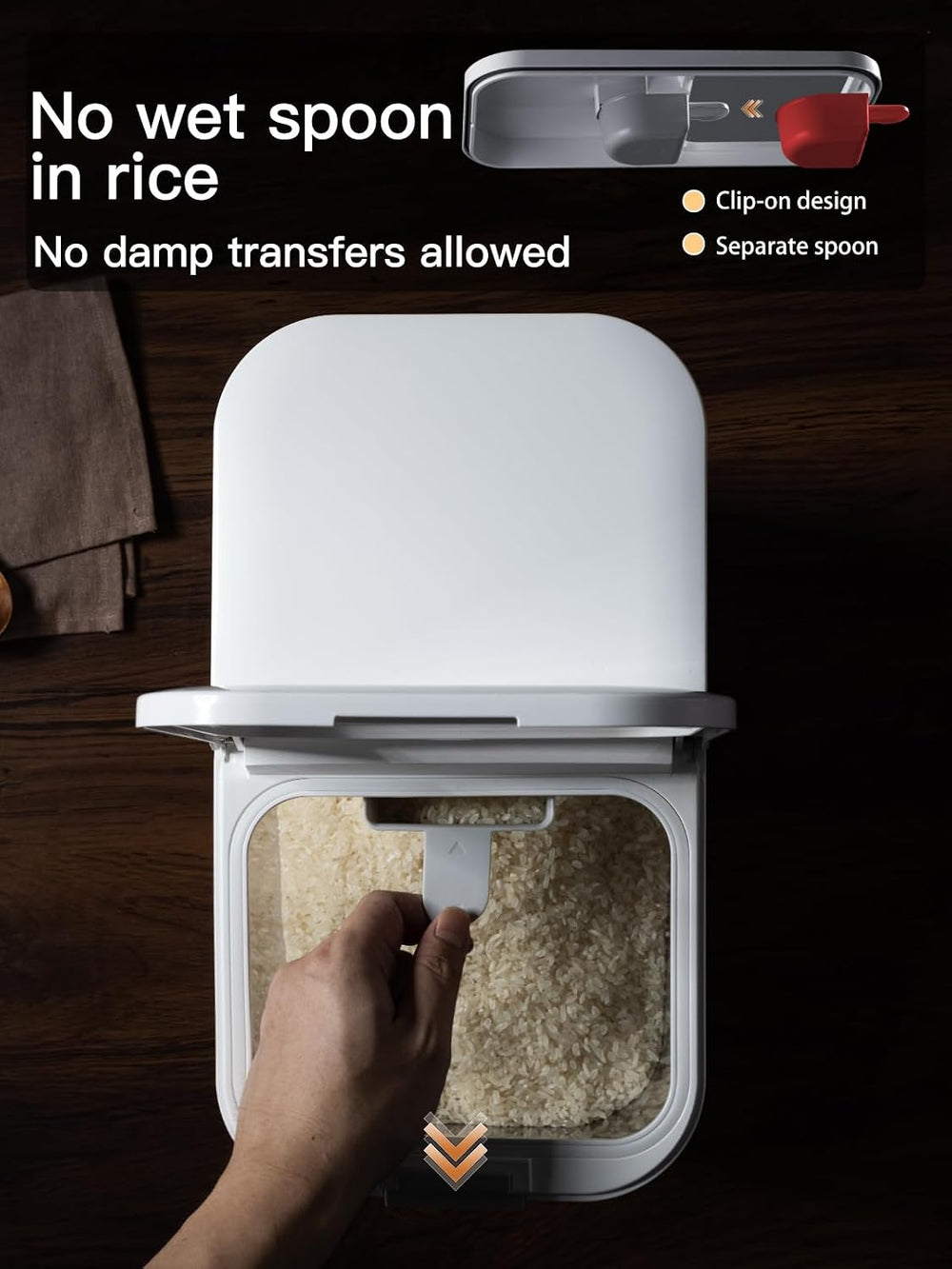 LivLab Mker 20-25 lbs Rice Dispenser with measuring spoon - Rice Container