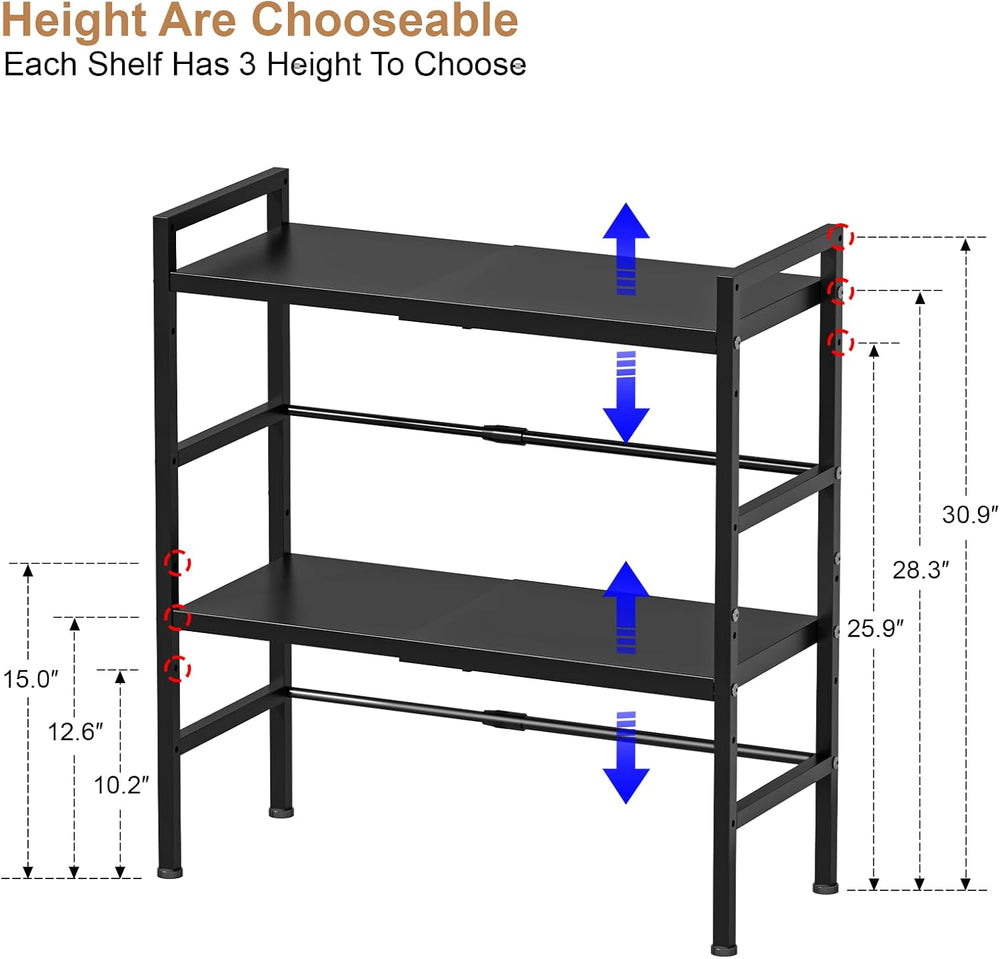 Expandable Metal Storage Shelves, Adjustable Kitchen Shelving Unit Rack