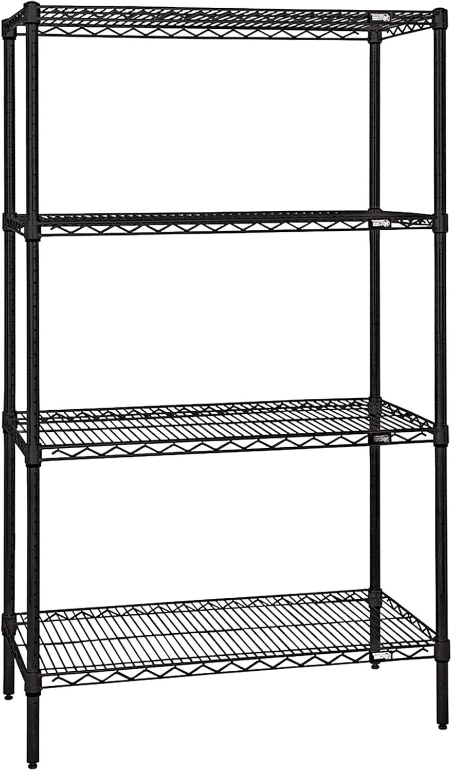 Quantum Storage Systems WR86-2472BK 4-Shelf Wire Shelving Unit, NSF-Certified...