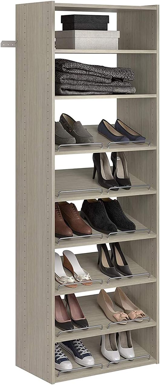 Easy Track Shoe Shelves Closet Storage, 24"-3 Pack, Weathered Grey