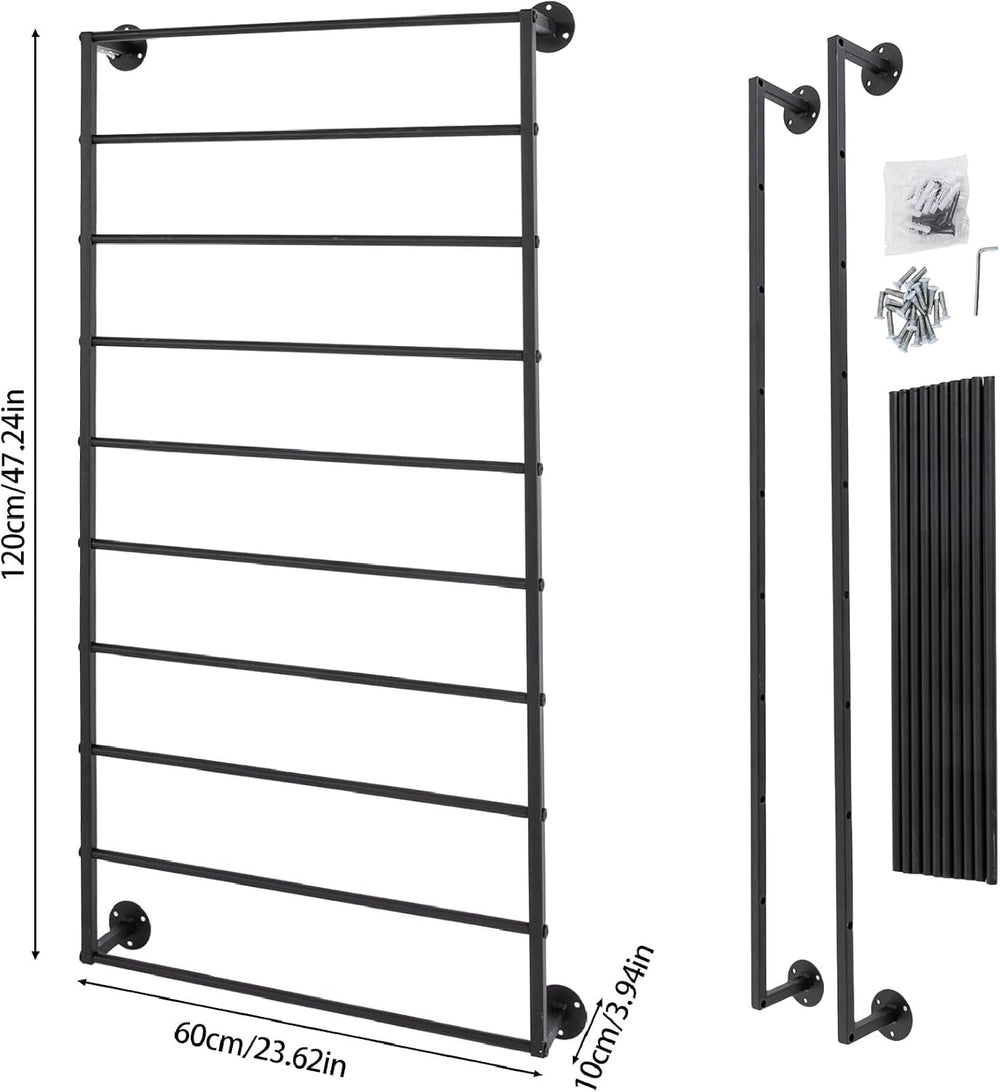 10 Tier Wall Mounted Tie Rack Scarf Display Stand Belt Pants Hangers Scarves ...