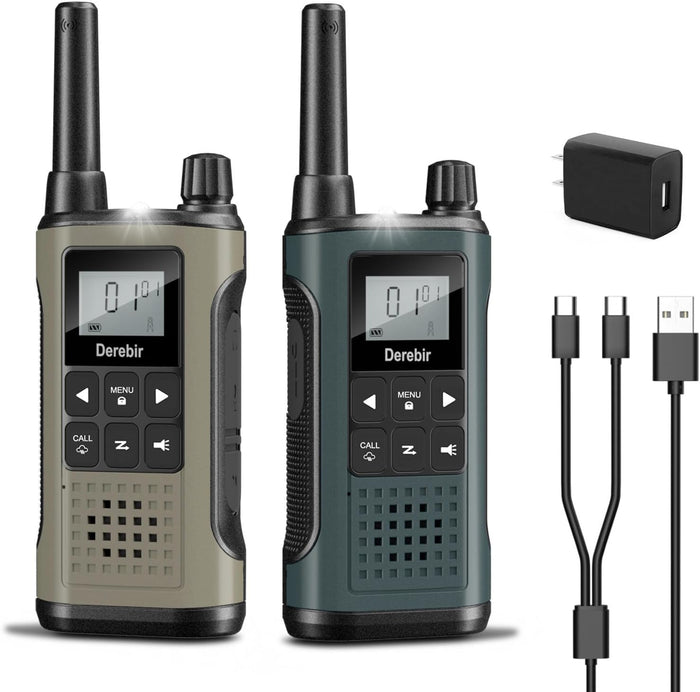 Walkie Talkies for Adults Rechargeable-2 Pack (Khaki & Dark Green)