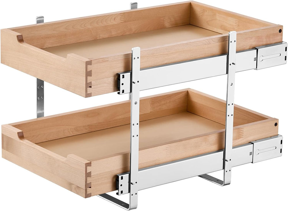 VEVOR 2 Tier Pull Out Cabinet Organizer, 14" W x 21" D Cabinet Draw...