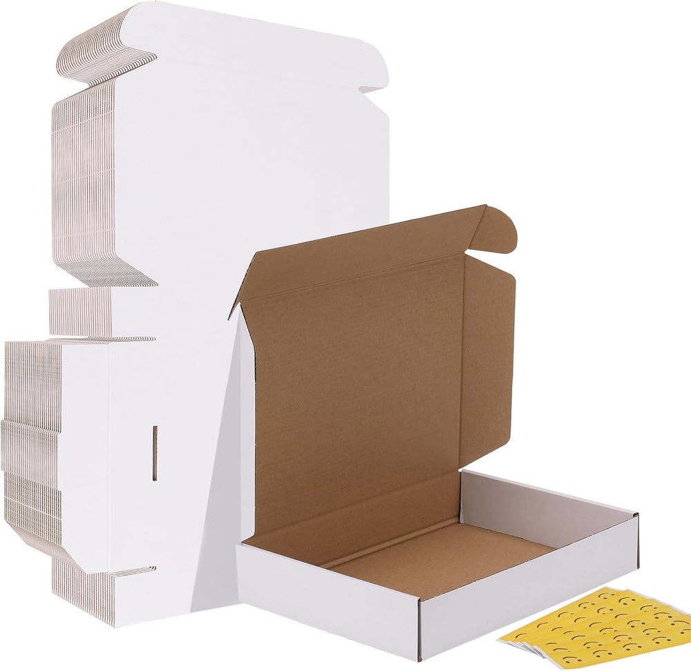 HORLIMER 11x8x2 Shipping Boxes Set of 30, White Corrugated Cardboard Mailer B...