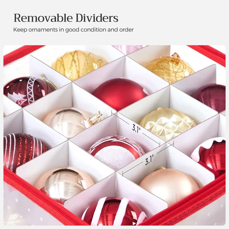SONGMICS Large Christmas Ornament Storage Box, with 128 Slots