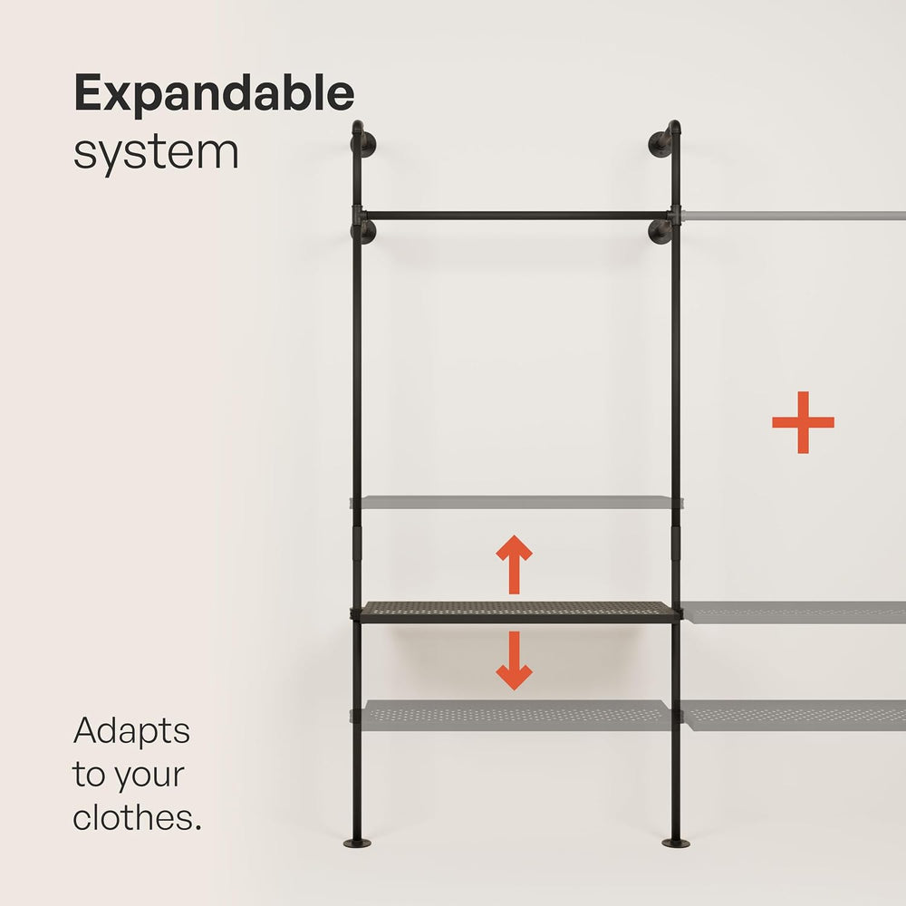pamo Wall Mounted Clothing Rack with Metal Sheves – 79" W × 87" H, ...