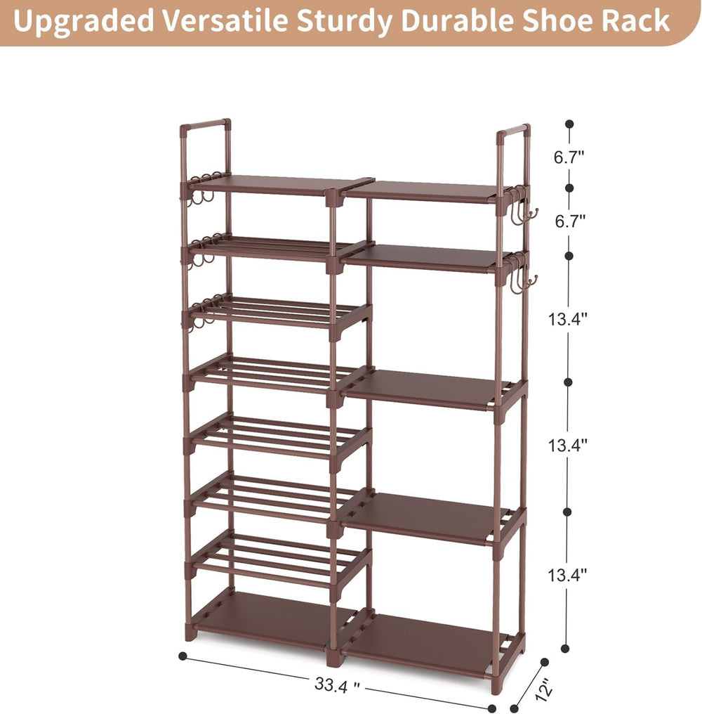 ROJASOP Shoe Rack Organizer, 8-Tier Metal Shoe Rack for Closet Entryway Garag...