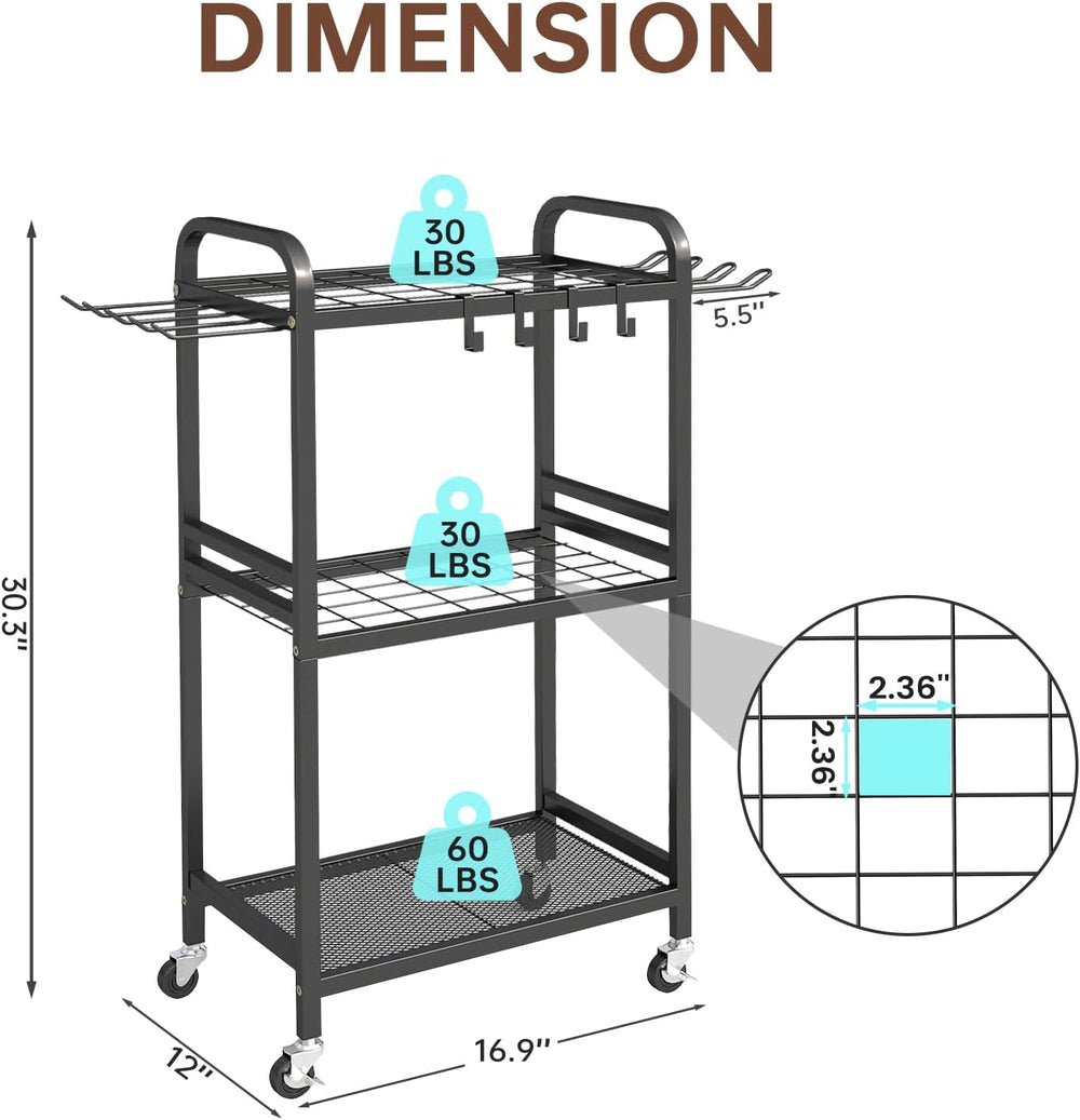 Hadulcet Garden Tool Organizer, Metal Garage Organization and Storage with Lo...