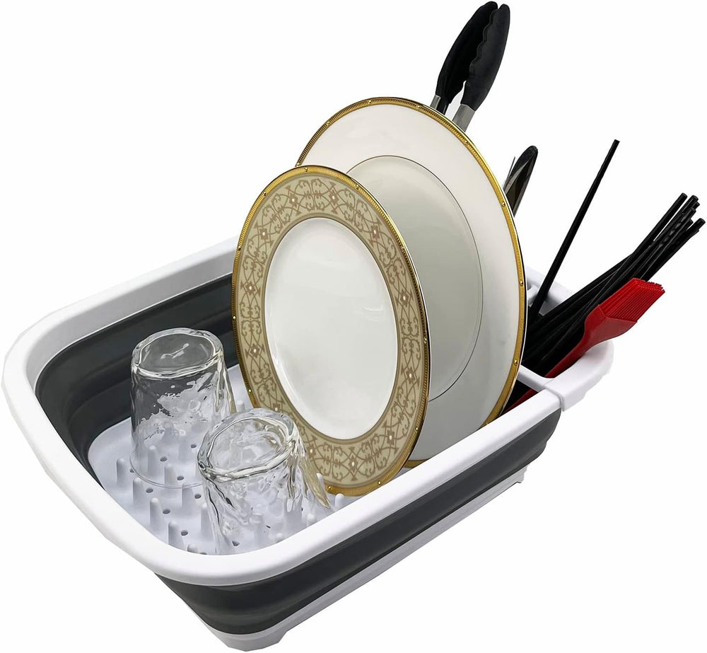 SAMMART 8L (2.11Gallons) Collapsible Dish Drainer - Foldable Drying Rack - Po...