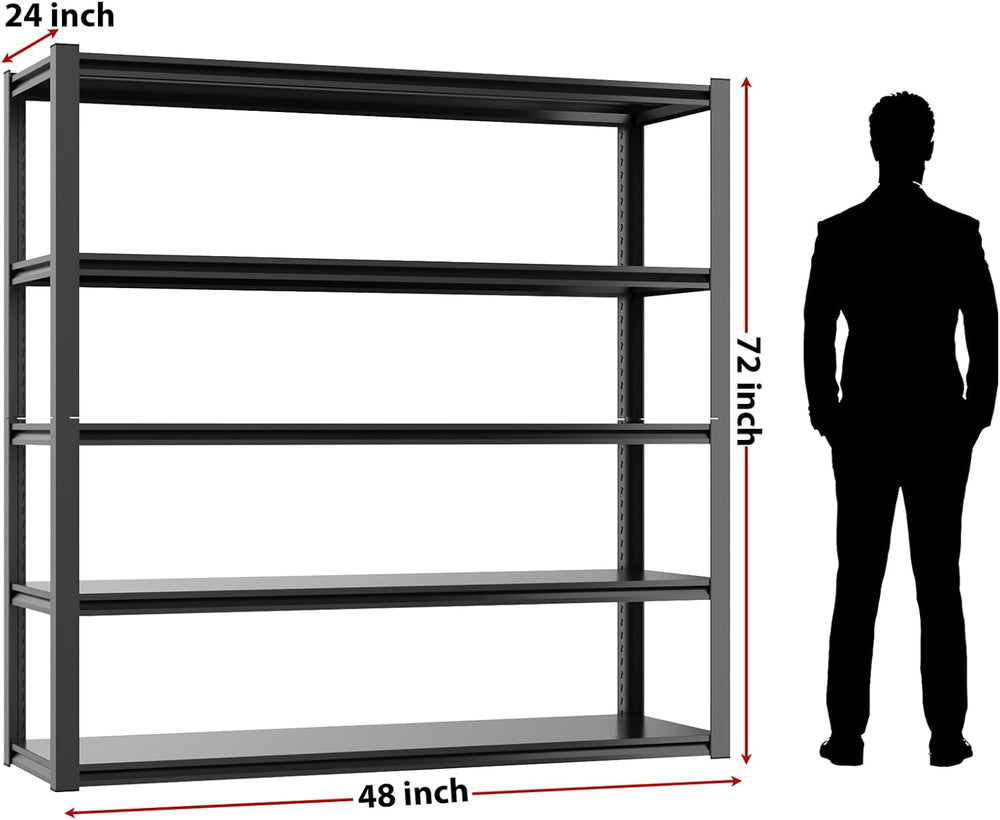 Homdox 48”W Garage Shelving, 3000LBS Heavy Duty Storage Shelves, 5 Tier Adjus...