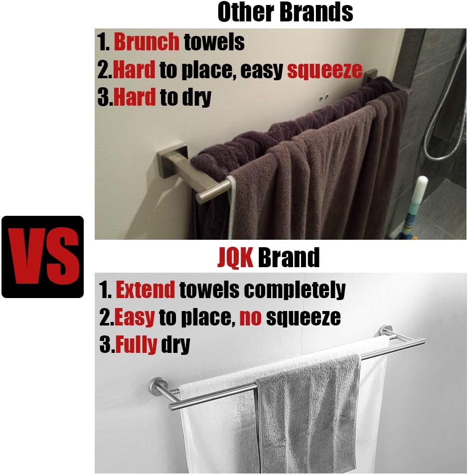 JQK Double Bath Towel Bar, 30 Inch 304 Stainless Steel Thicken 0.8mm Towel Ra...
