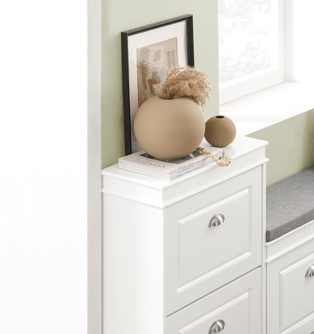 SoBuy Small Shoe Cabinet, Slim Shoe Rack 2 Flip-Drawers, Thin Shoe Storage Cu...