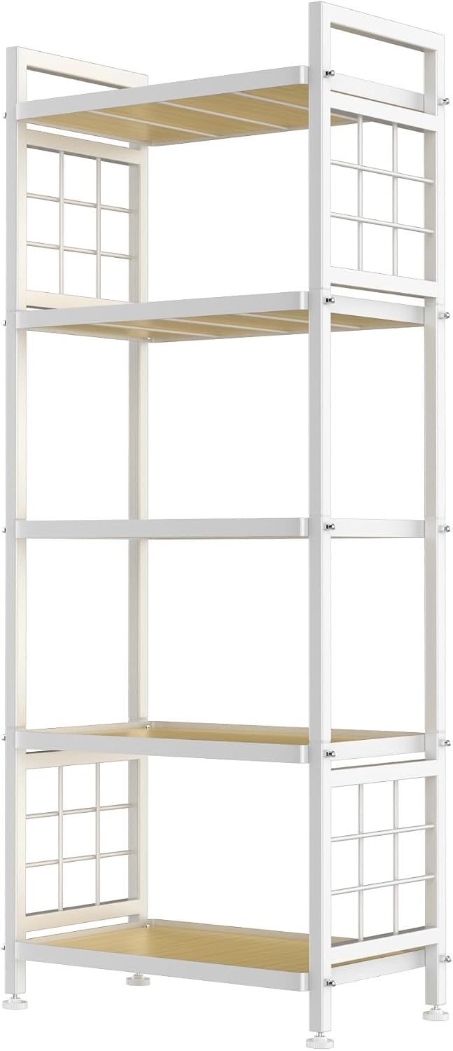 GIOTORENT 5-Tier Pantry Shelves with Wooden Boards, Heavy Duty Storage Shelve...