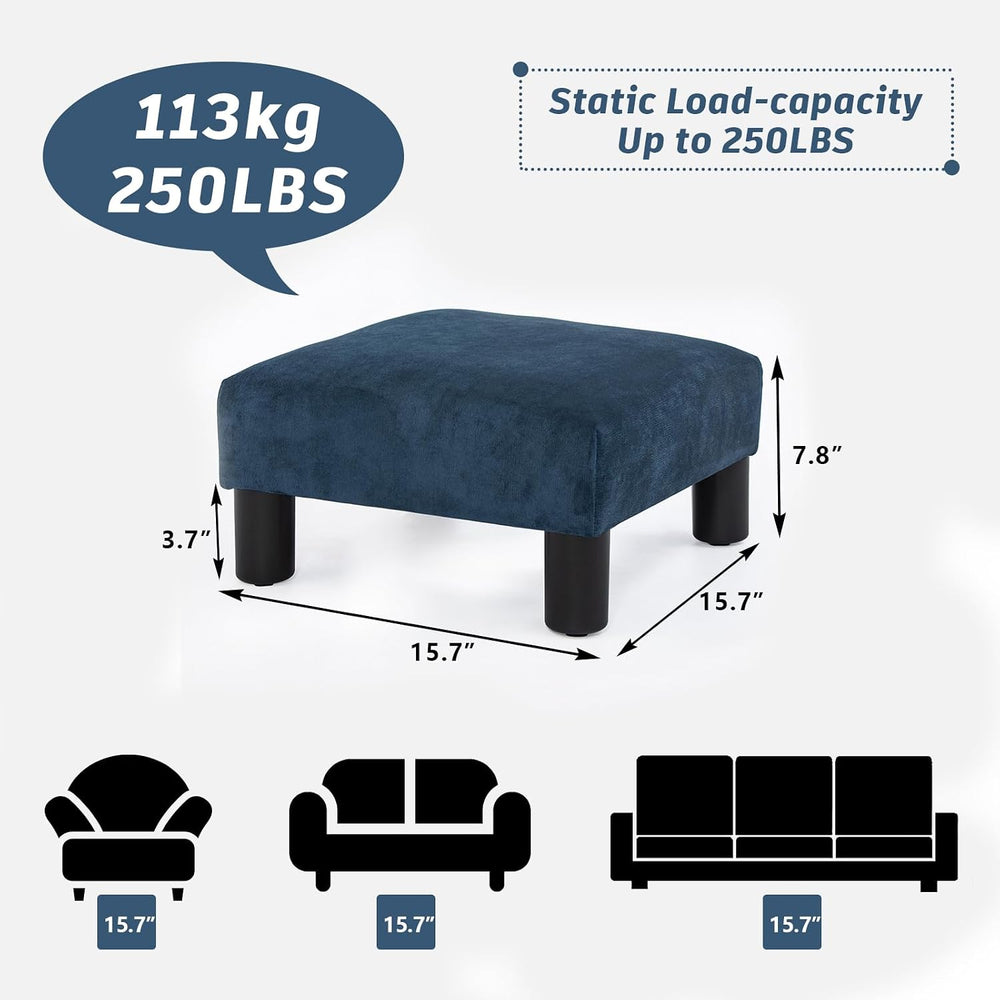 Joveco Small Foot Rest Stool Ottoman, 15" Fabric Square Short Low Footst...