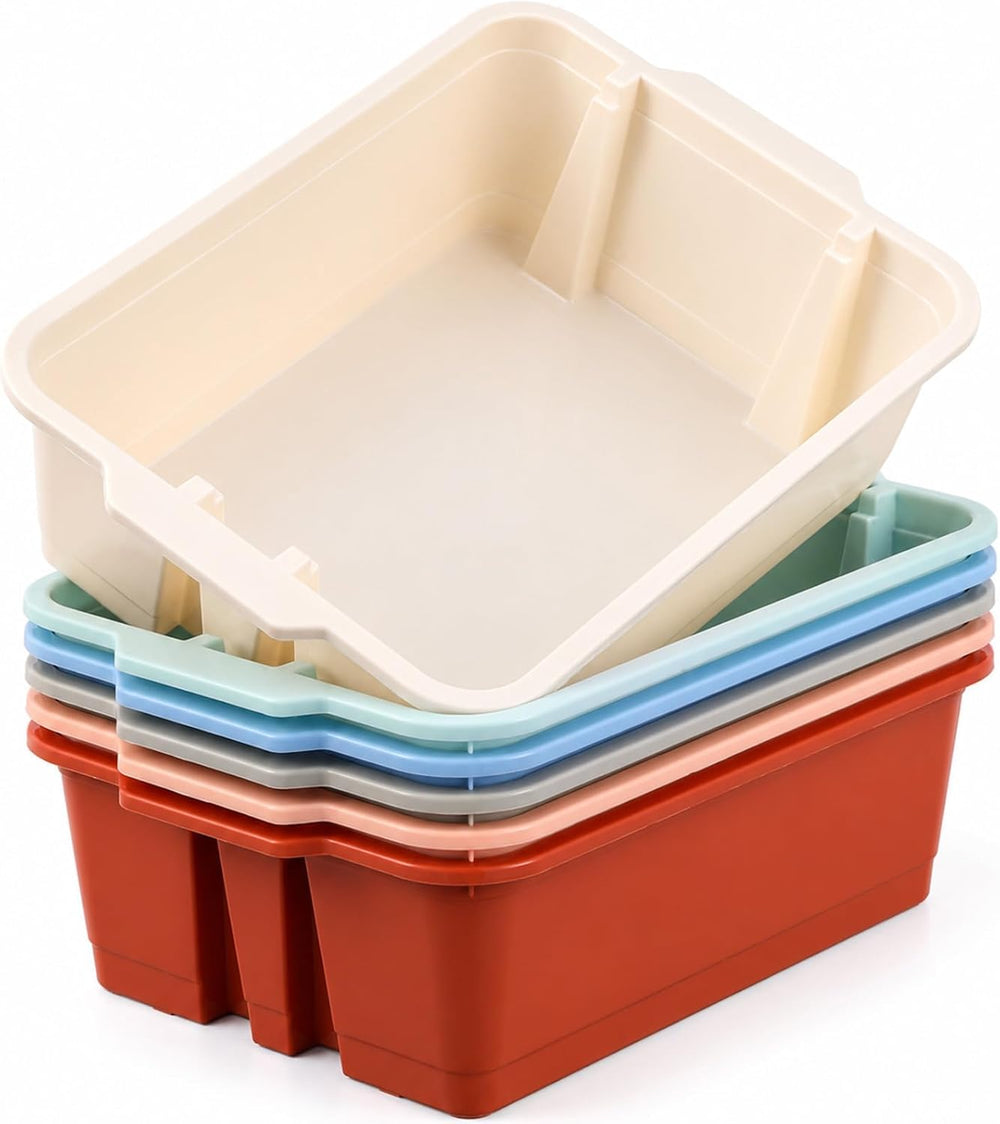 gisgfim 6 Pack Classroom Stacking Bins Stackable Plastic Book Bin Durable Sto...