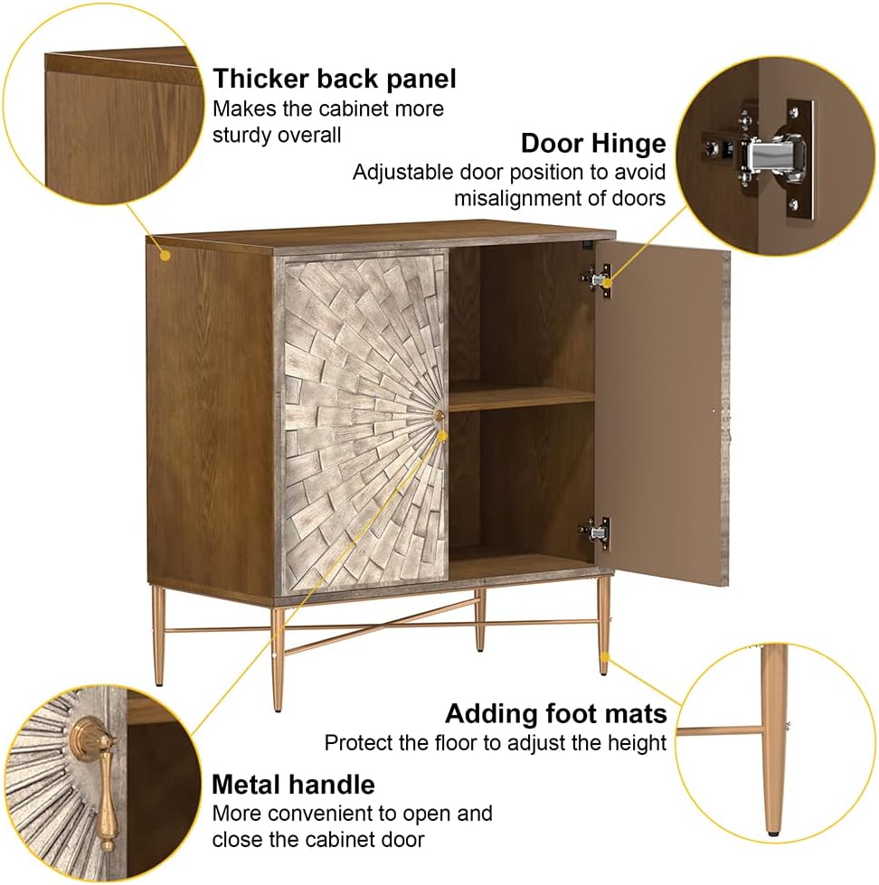 Boyel Living Vintage Wood Storage 2 Door Accent Cabinet
