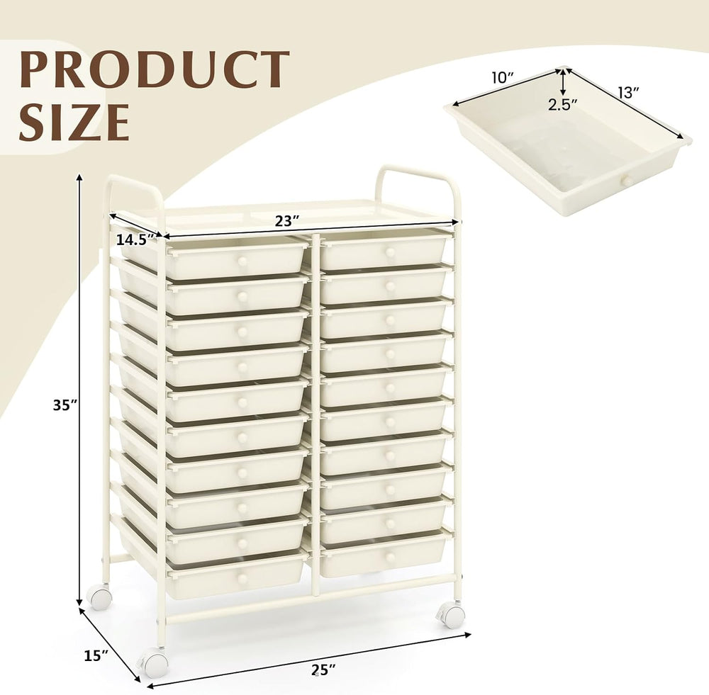GOFLAME 20-Drawer Rolling Storage Cart, Multifunctional Art Craft Organizer, ...