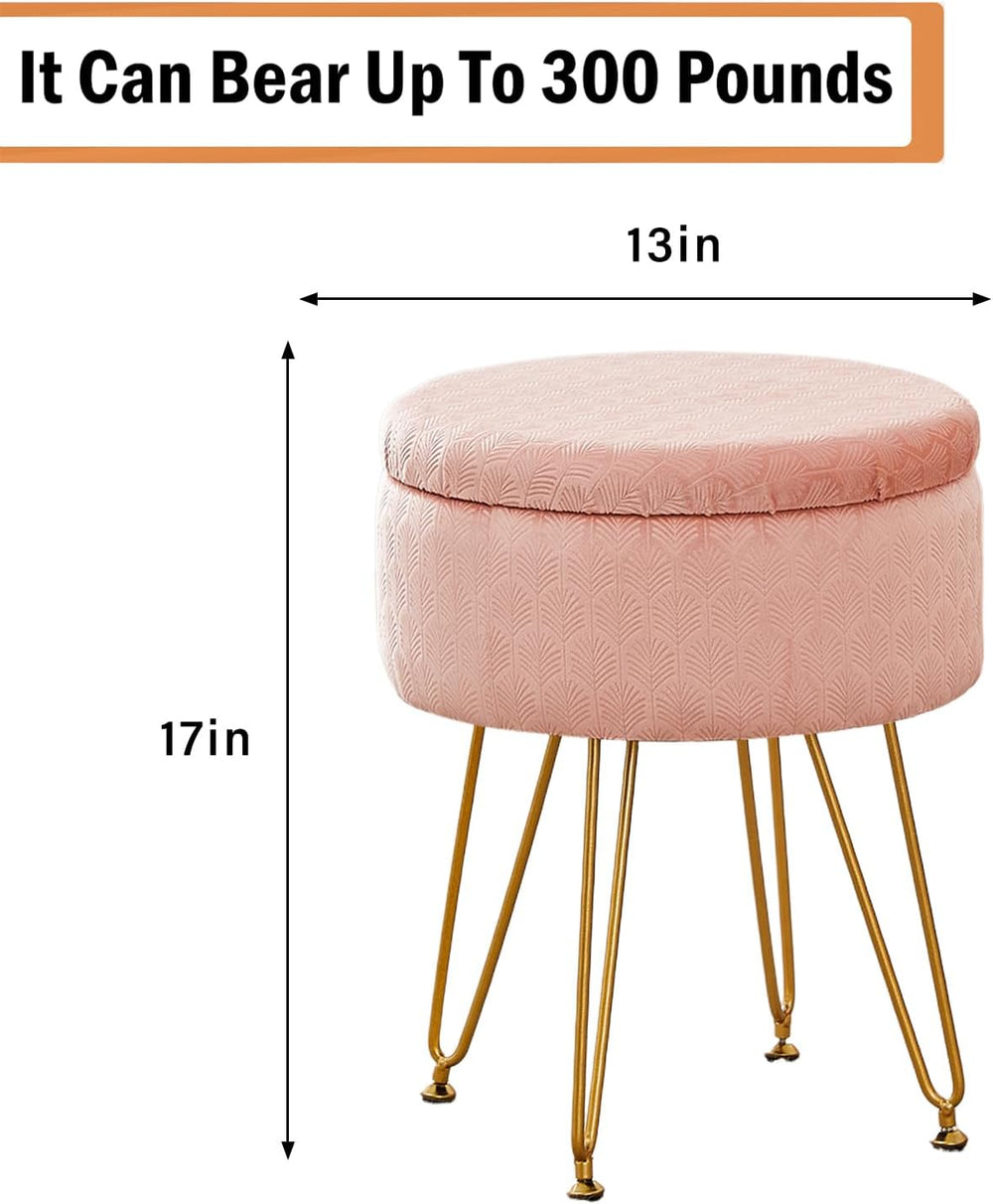 Cpintltr Foot Stool Velvet Storage Ottoman with Removable Lid Round Sofa Stoo...