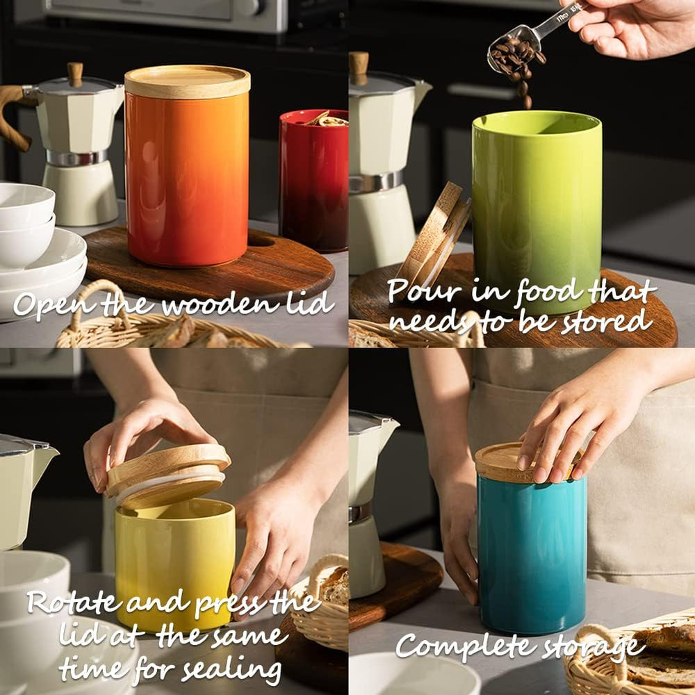 Sweejar Ceramic Food Storage Jar, Stackable Kitchen Canisters, Containers wit...