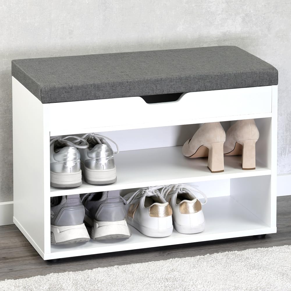 Kesper 15914 13 Shoe Cabinet with Seat Cushion, Made from FSC Certified Chipb...