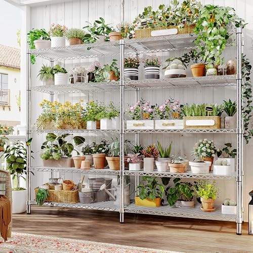 REIBII 1500LBS Storage Shelves 61.7''W Wire Shelving Unit 5 Tier Meta...