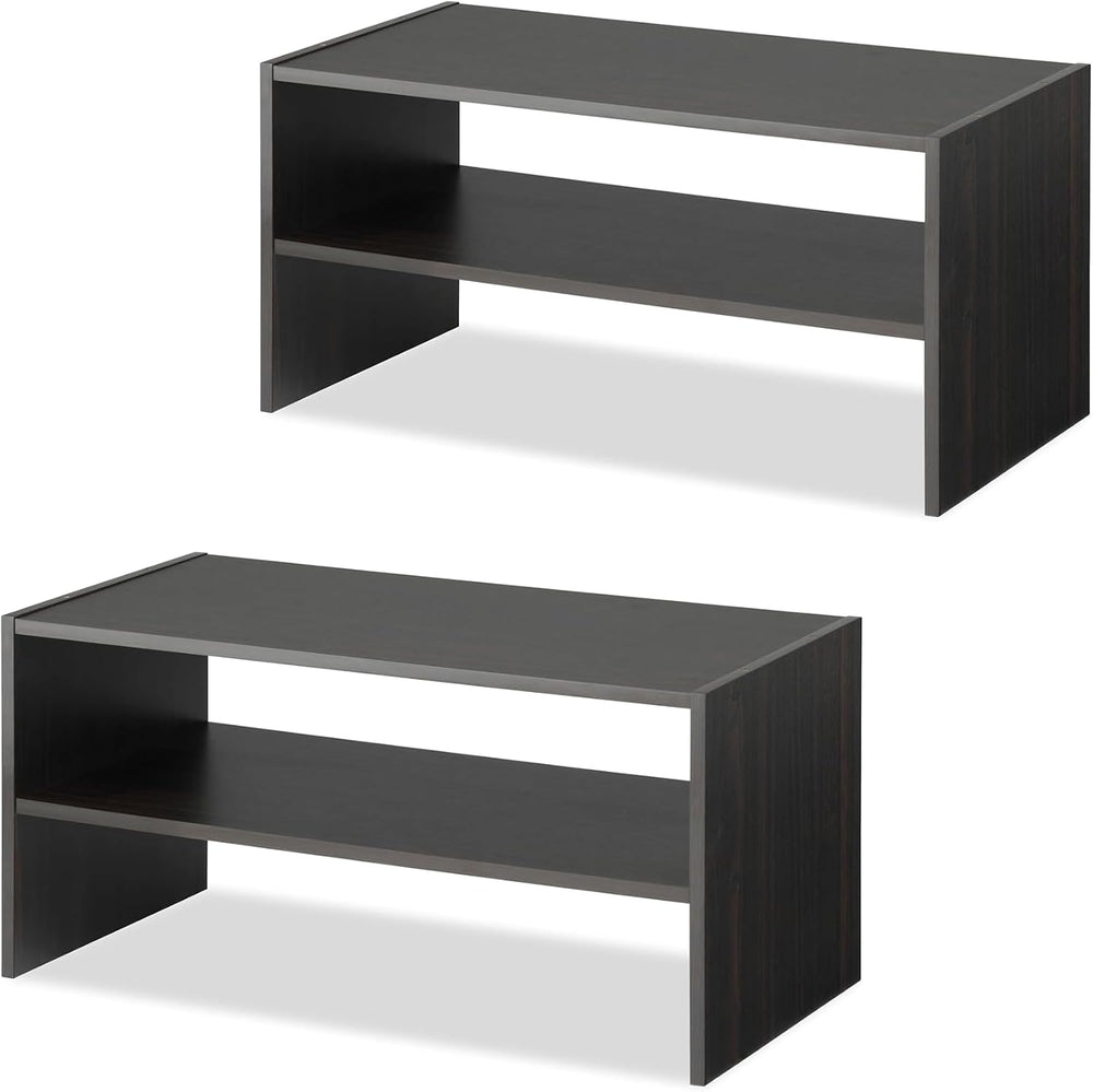 Whitmor Wood Stackable 2-Shelf Shoe Rack, 24 INCH, Espresso，2 Pack