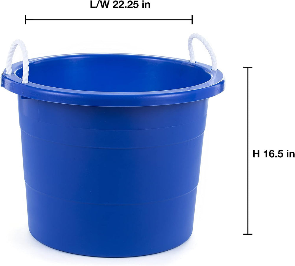United Solutions Easy-Access Storage Rope Handle Tub, 19 Gallon, Blue, 2 Coun...