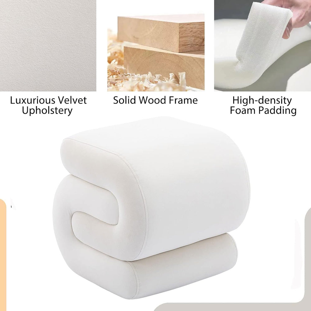 KIVENJAJA Velvet Vanity Stool, Modern S-Shaped Pouf Ottoman Footrest Makeup C...