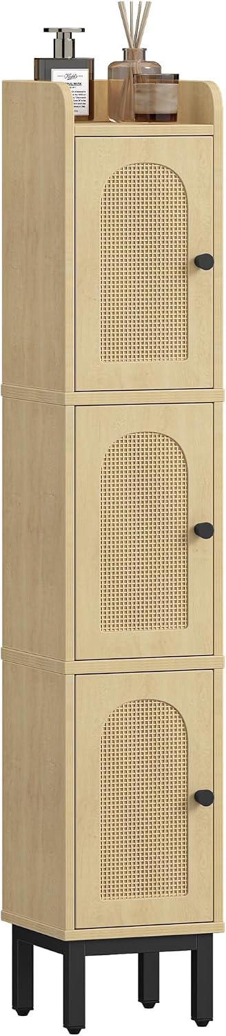 Hzuaneri Slim Bathroom Storage Cabinet, Narrow Bathroom Organizers,3 Doors