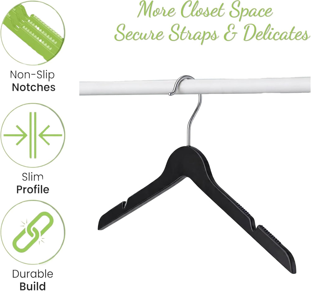 All Hung Up Hangers Slim Plastic Clothes Hangers, Space-Saving Design with No...