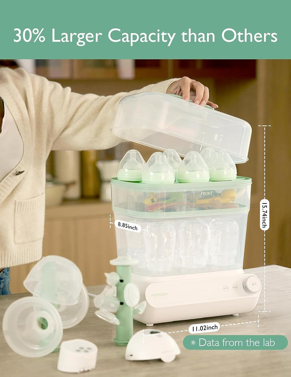 Momcozy 3 Layers Large Bottle Sterilizer and Dryer & Momcozy Bottle Brush...
