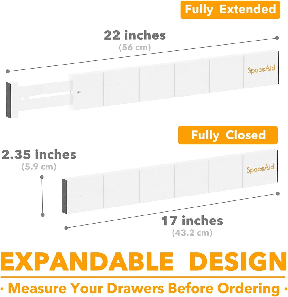 SpaceAid Bamboo Drawer Dividers with Inserts and Labels, Kitchen Adjustable D...