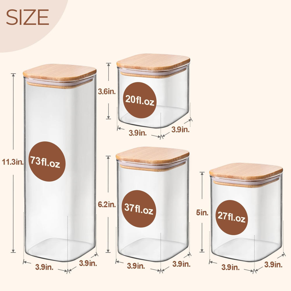 ComSaf Glass Storage Containers Set of 6 (2.2Qt/1.2Qt/0.8Qt/0.6Qt*3)