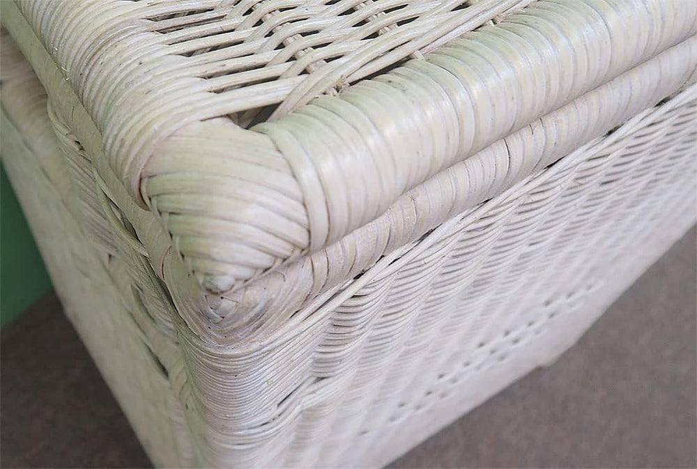 Wicker Hamper with Removable Cloth Lining, All Natural Rattan, Whitewash, Lar...