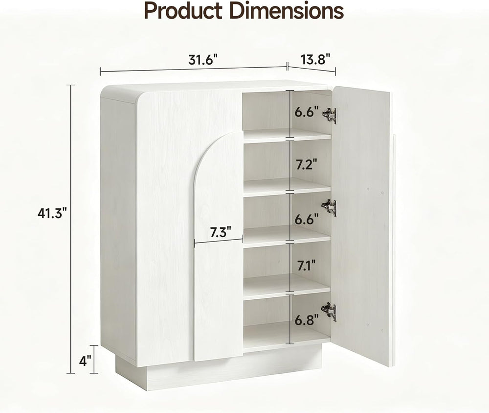 ONBRILL Shoe Storage Cabinet,13.8" D x 31.6" W x 43.3" H, White