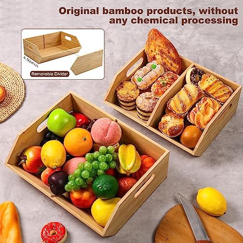 2 Set Bamboo Storage Bins, Pantry Organizers and Storage, Kitchen Countertop ...