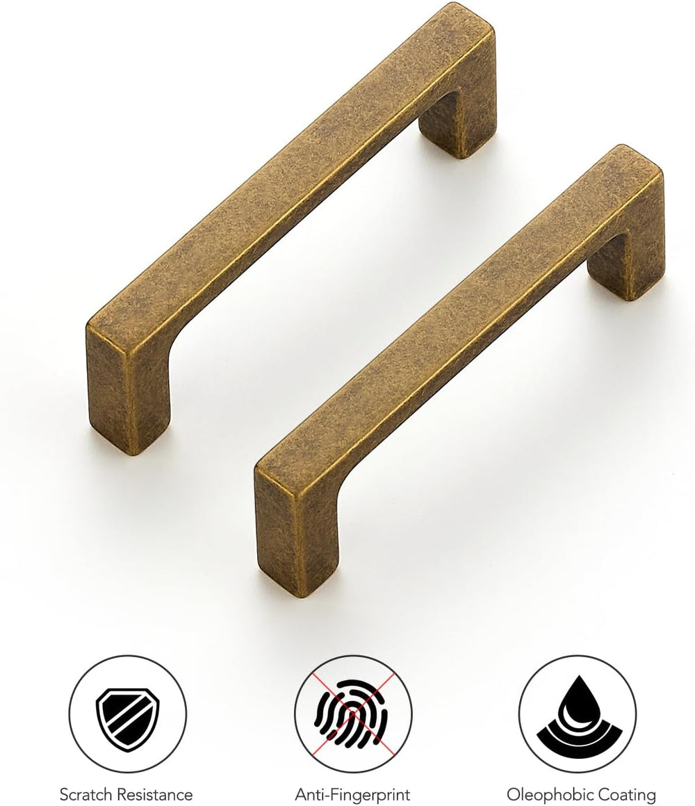 Ravinte Antique Brass Cabinet Handles Solid Square Pulls 3 Inch 30 Pack