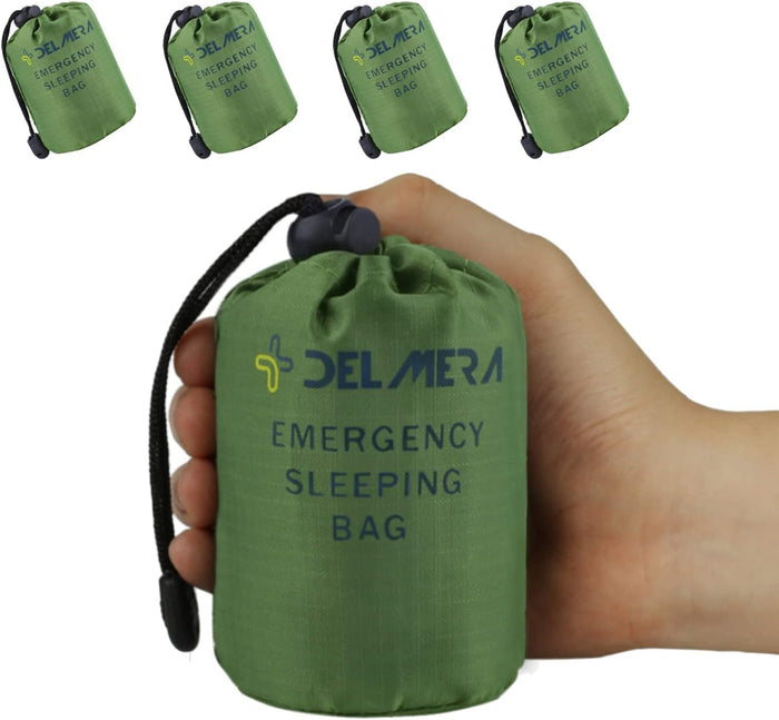 Emergency Sleeping Bag, Lightweight Survival Sleeping Bags Waterproof Thermal Emergency Blanket, Bivy Sack Survival Gear for Outdoor Adventure, Camping, Hiking, Orange, Green
