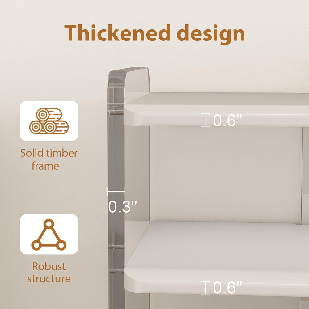 5-Tier Shoe Rack, Wood Acrylic Shoe Shelf, White, 29" W