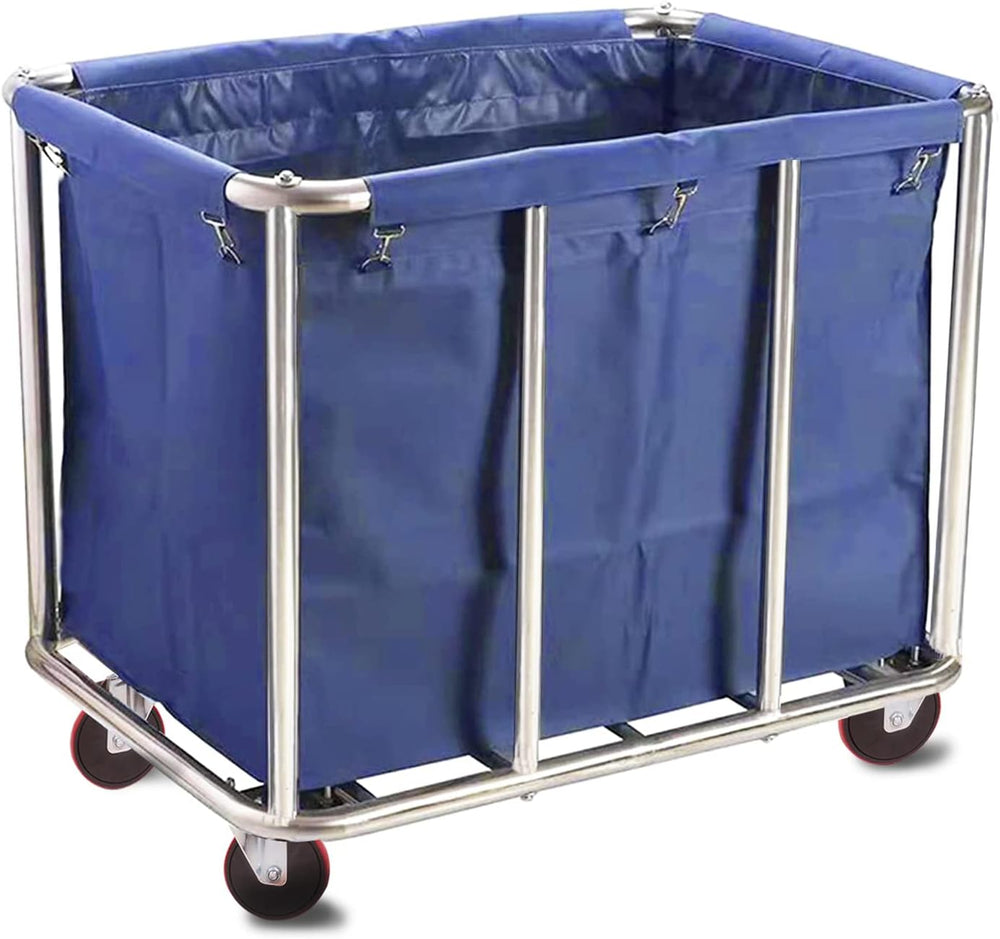 Commercial Laundry Cart with Wheels, 400L Large Rolling Laundry Cart with Ste...