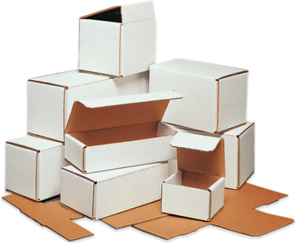 Secure Seal Shipping Boxes - 4x4x3" Mailers - White Foldable Corrugated ...