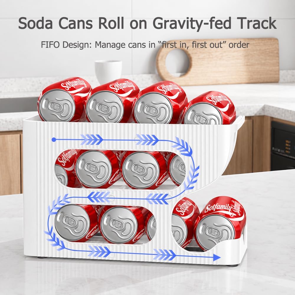 Sotfamily FIFO Soda Can Organizer for Pantry or Fridge, Holds 48 Cans