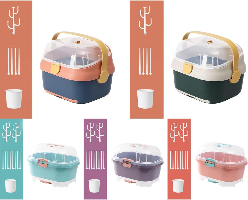 flexman Bottle Drying Rack Storage, Large Nursing Bottle Storage Box Organize...