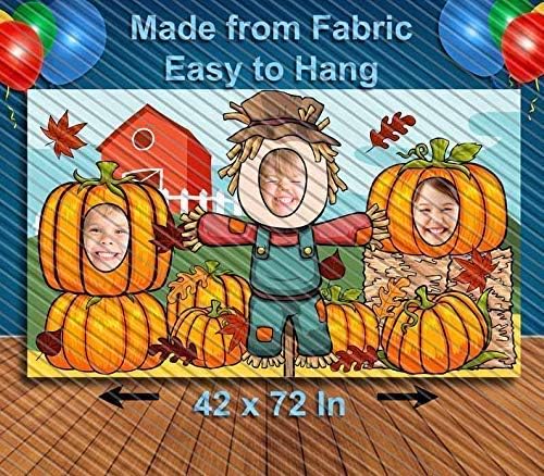 Pumpkin Patch Halloween Hole in Face Photo Banner Backdrop