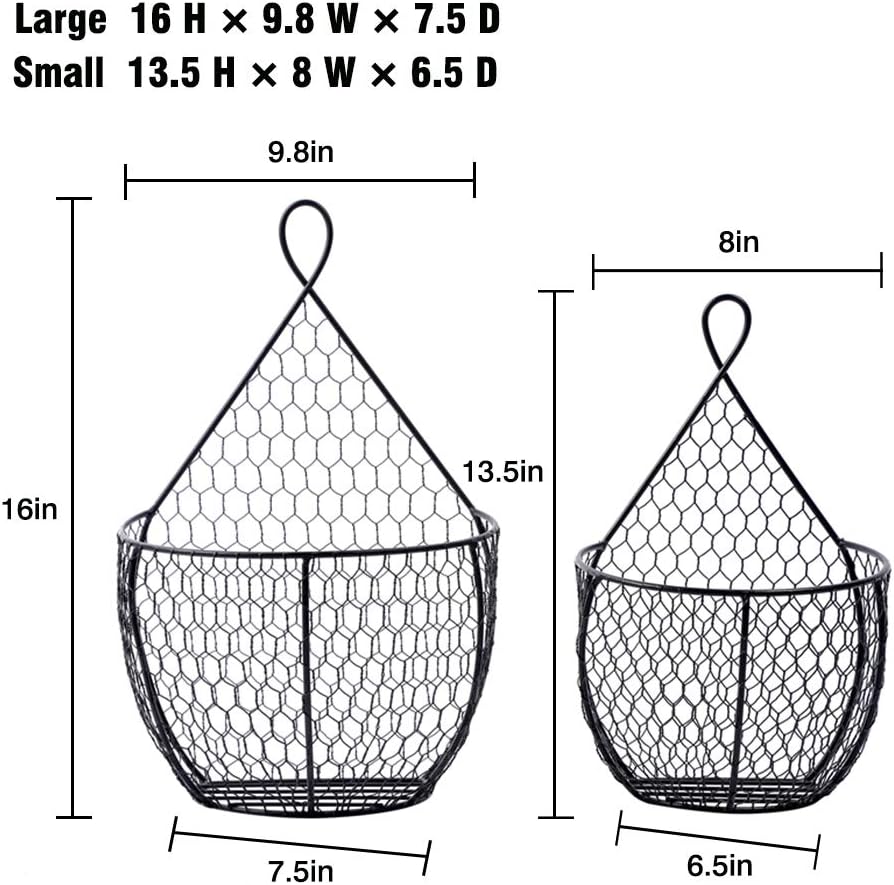 ERYTLLY Metal Fruit And Vegetable Storage Hanging Basket Wall Mounted, For Ki...