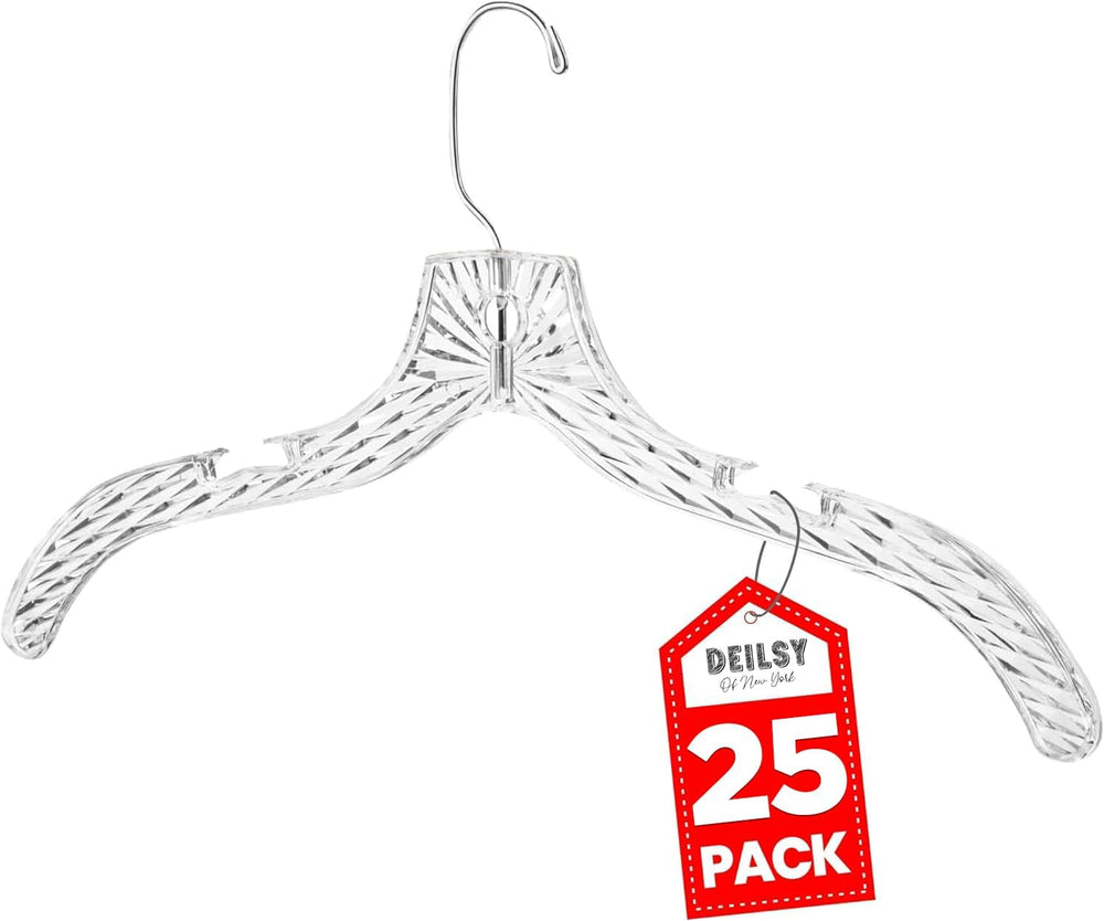 DEILSY™ Clothes Hangers 25 Pack Space-Saving Crystal Clear Plastic Hangers