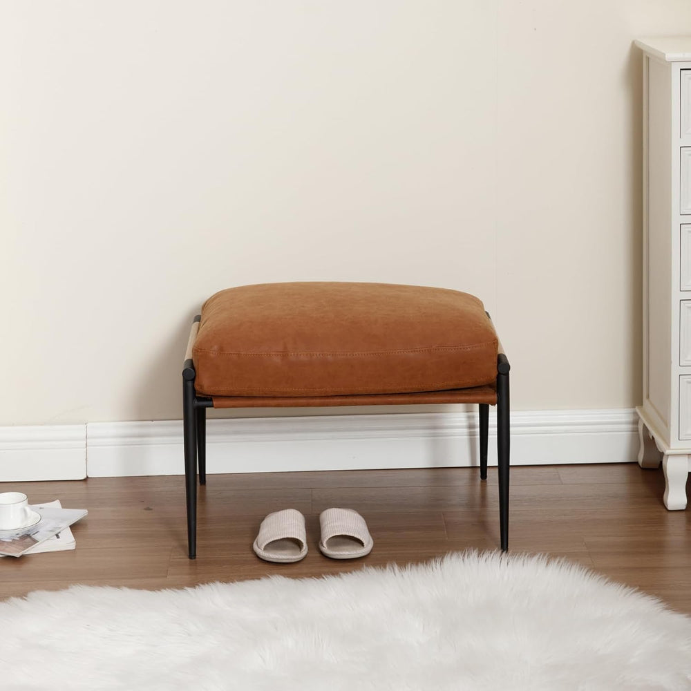 Ya-Home Mid-Century Ottoman, Soft PU Leather Entryway Bench Ottoman Foot Rest...