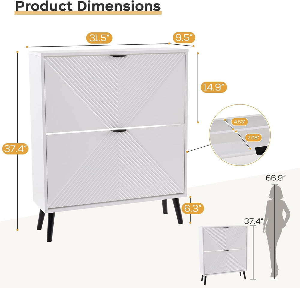 Shoe Cabinet Storage with 2 Flip Drawers, 31.5'' W Freestanding Shoes...