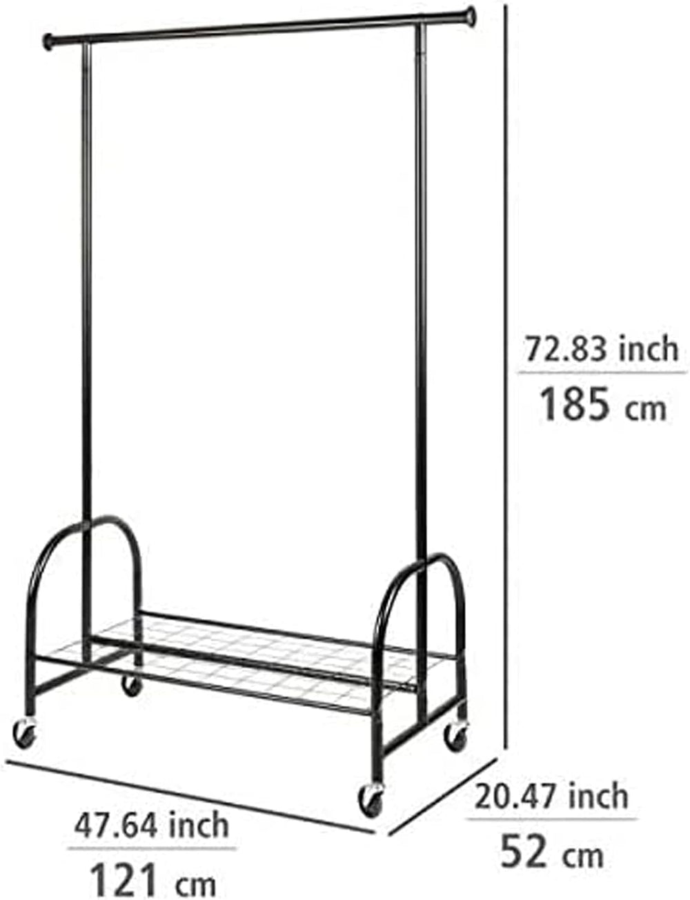 WENKO Clothing Rack, Rolling Clothes Rack with Bottom Shelf, Hanging Clothes ...